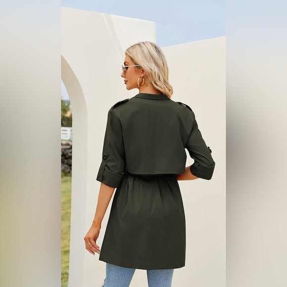 Army Green Trench Coat | Size Medium - Picture 4 of 14